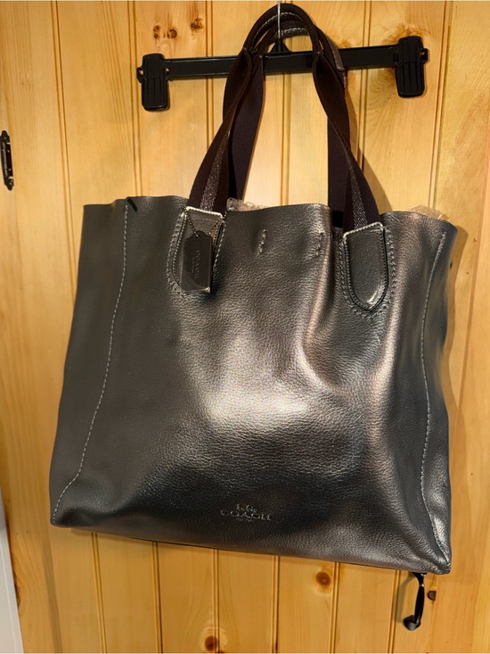 Coach Handbags - Coach Large Derby Tote Bag- Metallic and Pebble Leather